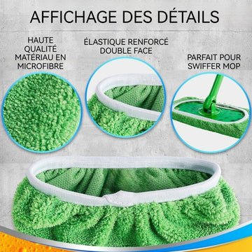 Lingettes reutilisable pour swiffer 3PCS pour 25,5x12cm chiffons réutilisables pour swiffer chiffons de sol humides pour swiffer